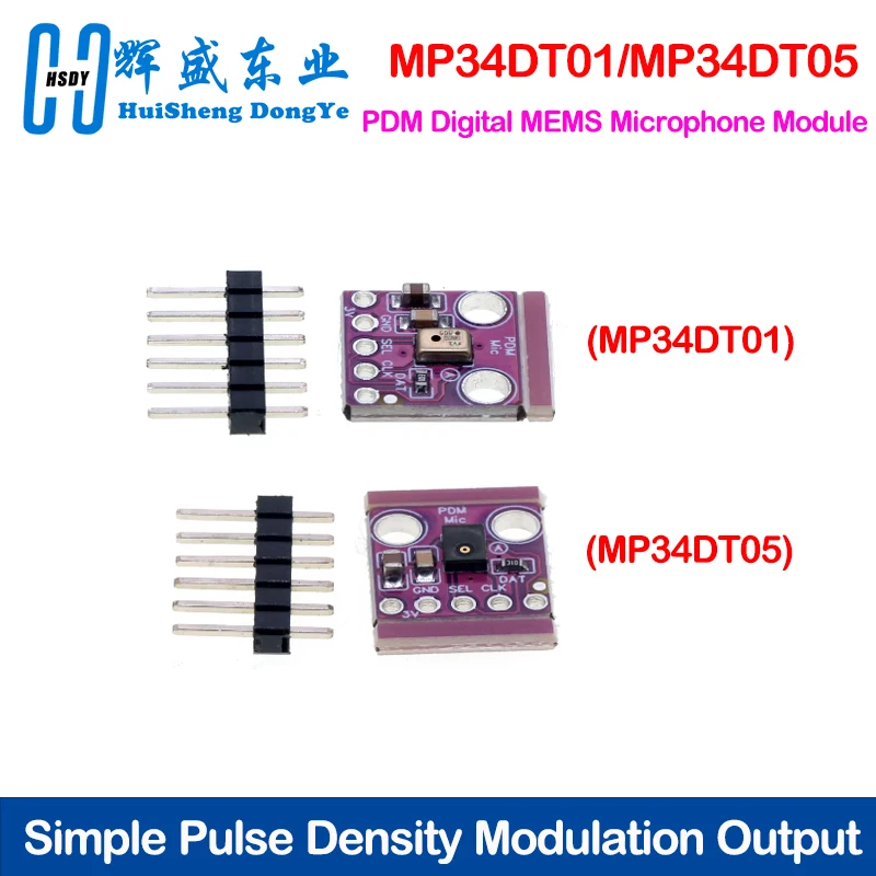 MP34DT01/MP34DT05 PDM Digital MEMS Microphone Module Simple Pulse Density Modulation Output Small Omnidirectional Microphone