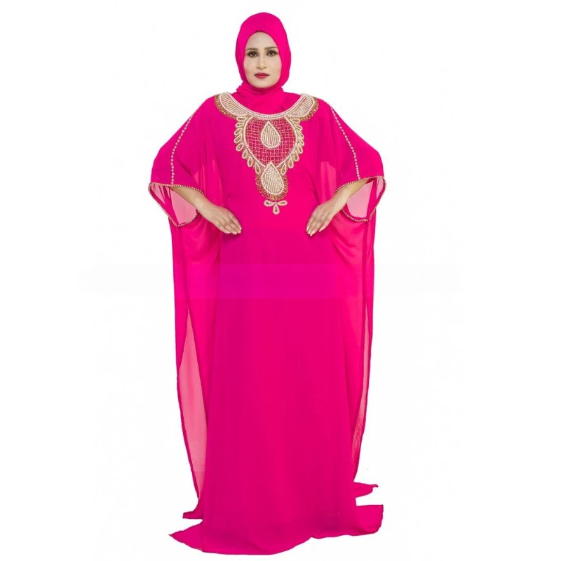 Pink Royal Moroccan Gown Dubai Gown Abaya Wedding Gown European and American Fashion Trends