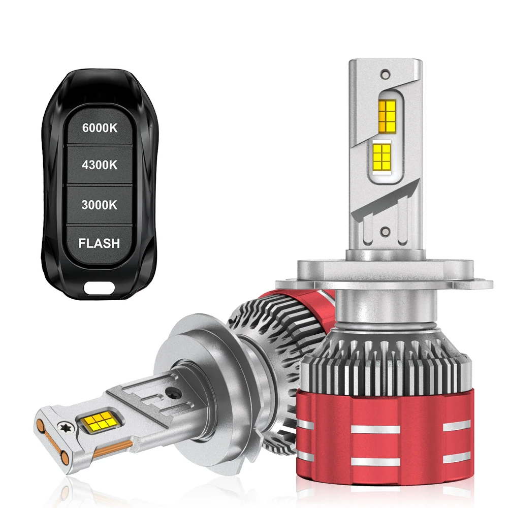 

H7 H4 H11 Tricolor Remote Control LED Headlights H1 HB3 9005 HB4 9006 9012 6000K 4300K 3000K For Car Headlights Lights 12V 24V