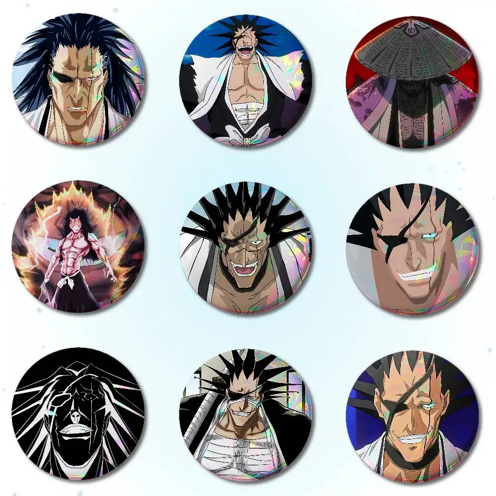 Z-Zaraki K-Kenpachi Badges Round Brooch Cute Cartoon Idol Cosplay Badges DIY Backpack Clothing Jewelry Pins