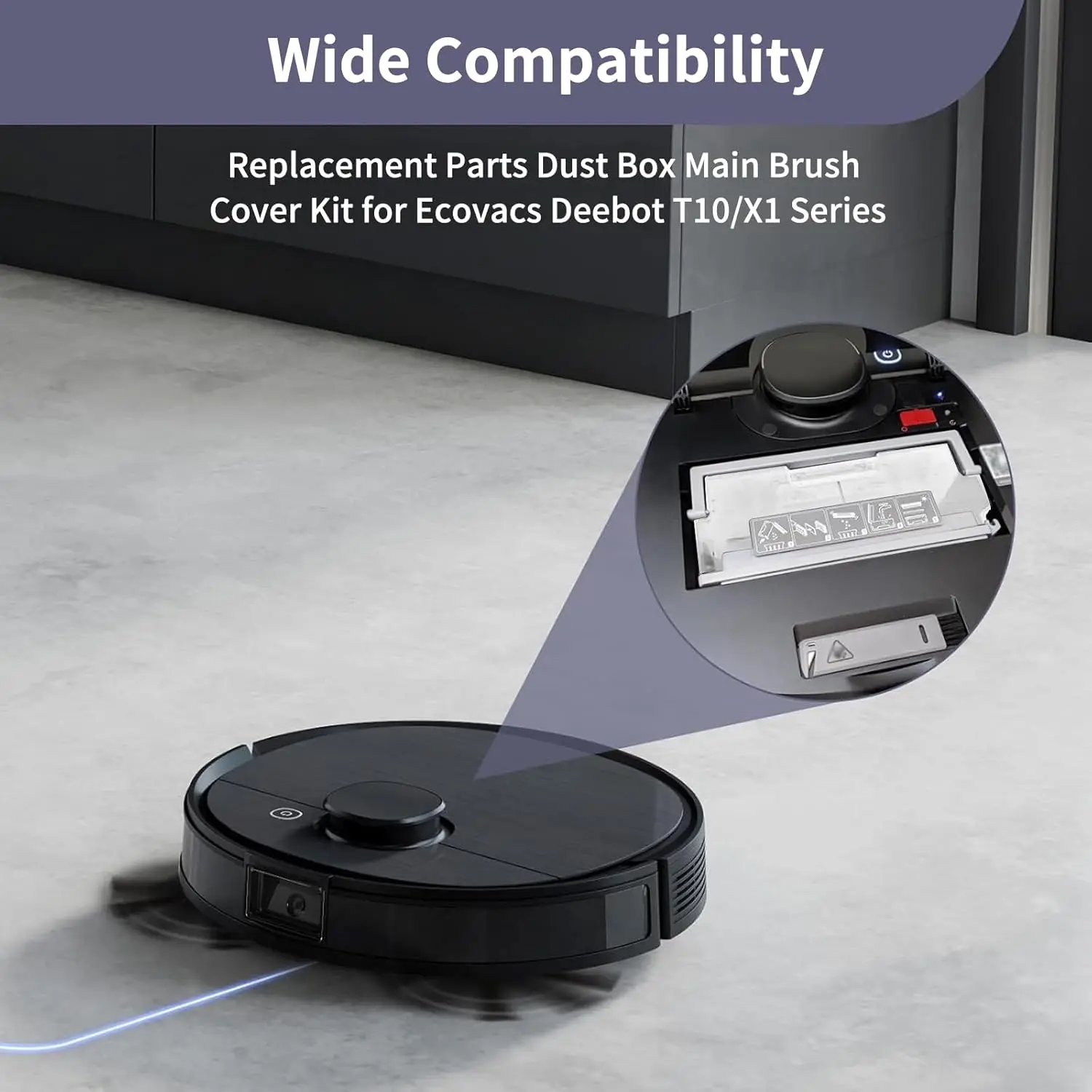 قطع غيار غطاء الفرشاة الرئيسية لصندوق الغبار لملحقات المكنسة الكهربائية الروبوتية Ecovacs Deebot T10/X1