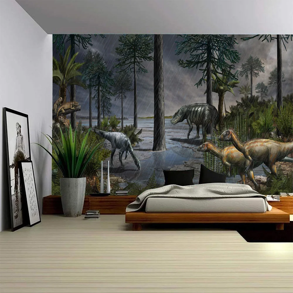 

Forest animal tapestry hippie horse dinosaur elephant wall hanging background cloth cartoon home children's room wall decoration