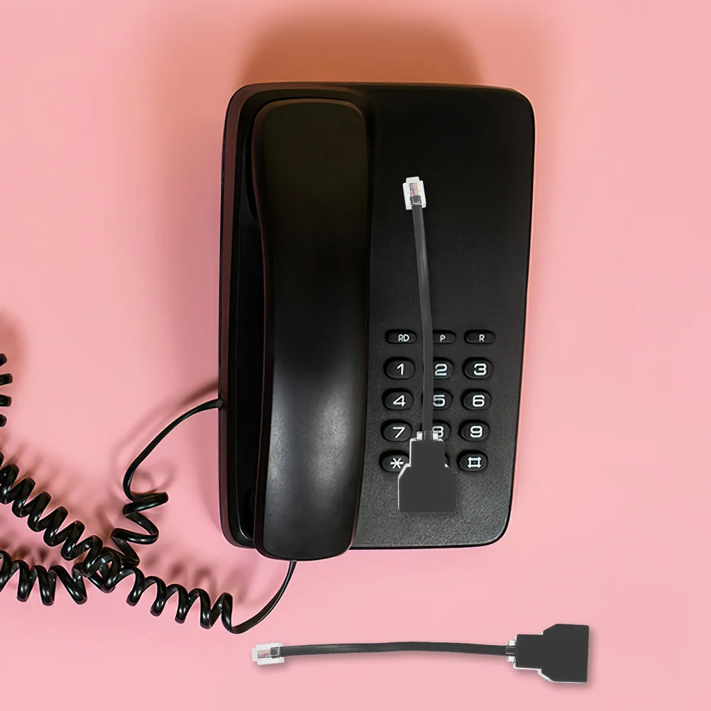 

4Pcs Rj11 Telephone Splitter Adapter Detachable Rj14 4-Core 6p4c Phone Line Converter Cable Adapter for Landline Phones