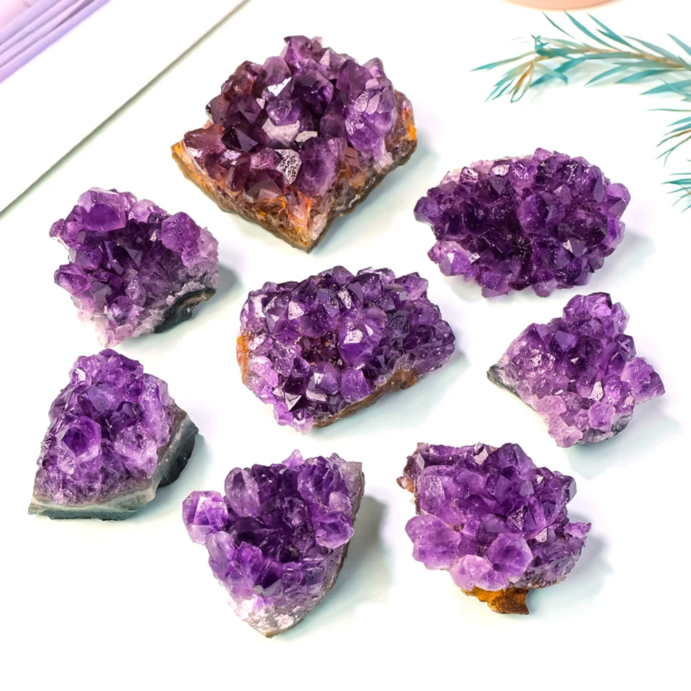 Natural Crystal Cluster Amethyst Stone Raw Quartz Minerals Uruguay Amethyst Home Decoration Spiritual Chakra Holiday Gift