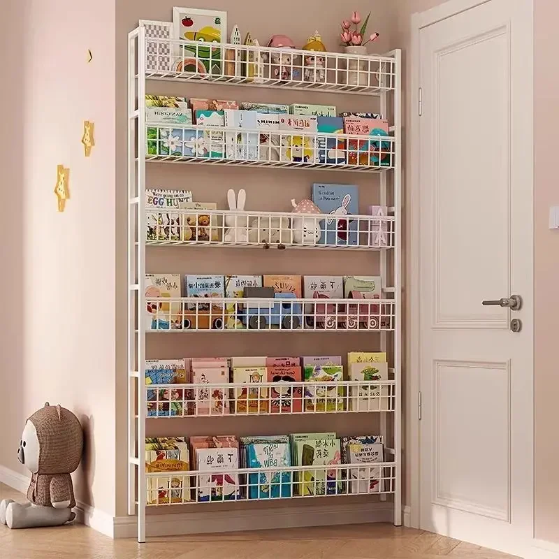 Behind the door shelf wrought iron ultra-thin bookshelf floor-to-ceiling children's simple extremely narrow storage cabinet