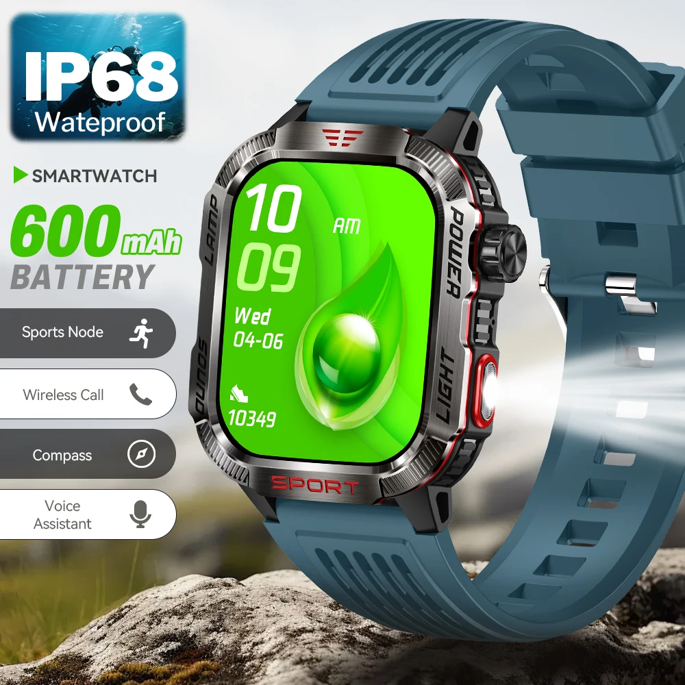 

HT29 Smart Watch - 600mAh Battery, IP68 Waterproof, LED Flashlight, GPS, Bluetooth Call, Heart Rate, Blood Oxygen