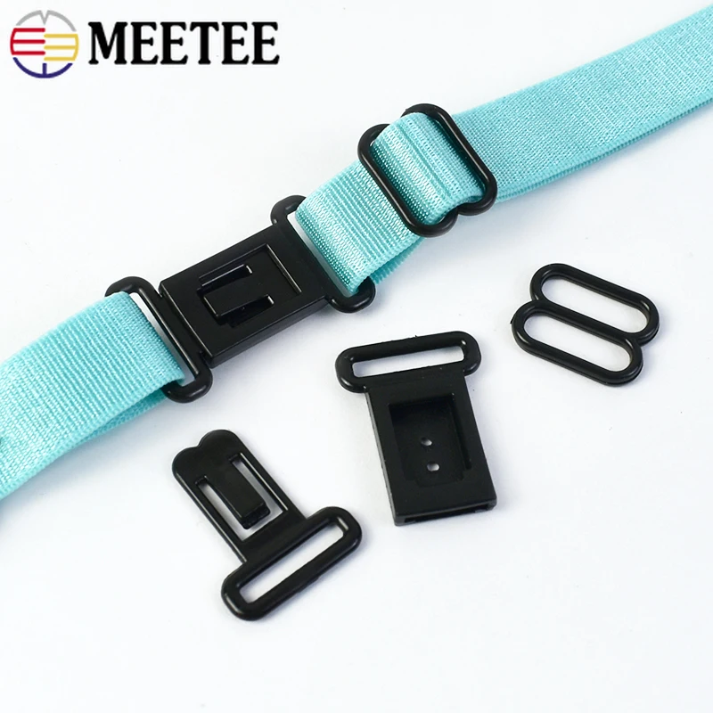 50/100Sets Meetee 12.5mm Plastic Buckles Bra Strap Clip Adjust Clasp Bow Tie Underwear Connect Button Buckle Sewing Accessories