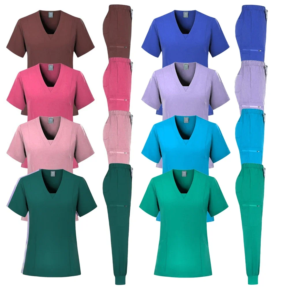 

Nurse Medical Uniform High Quality Pet Thick styleGrooming Care Workwear Set Scrubs Operating Room Surgical Gown Short Sleeve El