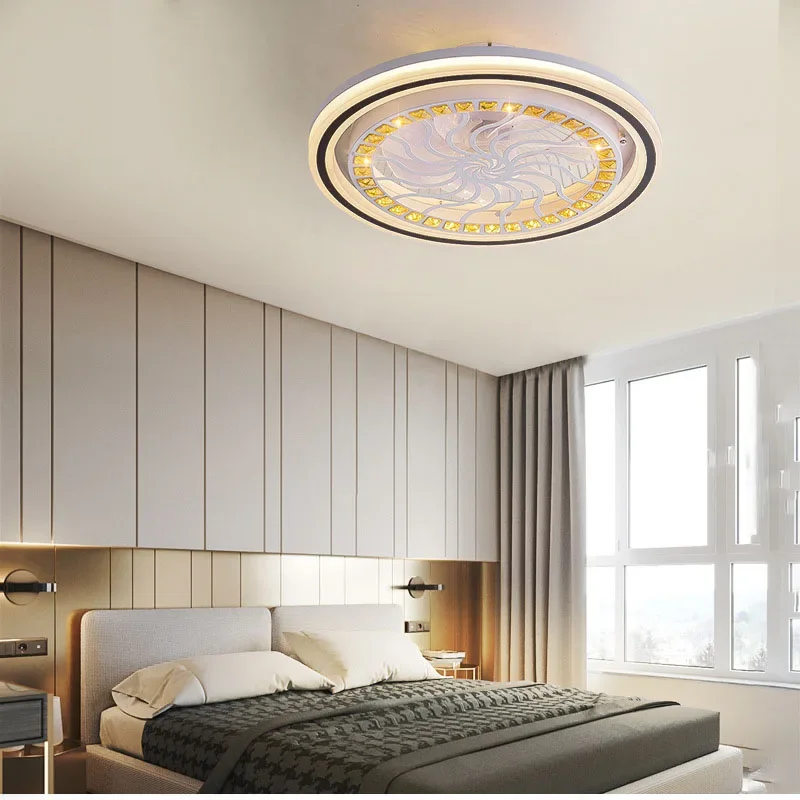 White LED Ceiling Lamps Ceiling Fans Lights For Bedroom Living Room Study Room Small Low Floor Fan Ventilator Remote Lighting