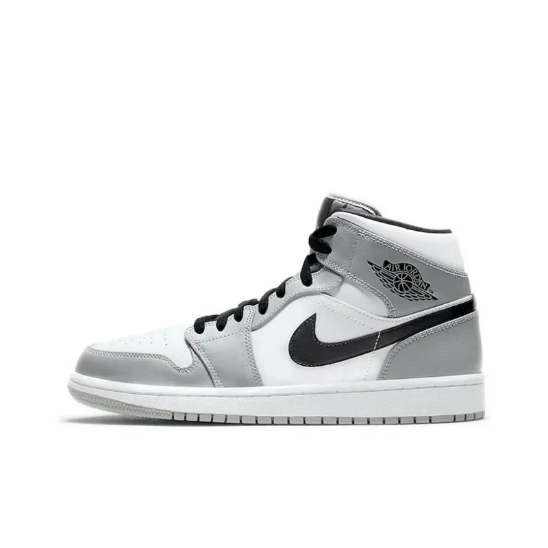 

Original Air Jordan 1 Mid "Light Smoke Grey" "Wolf Grey"For Men's Retro Classic Basketball Sneakers Shoes 554724-092