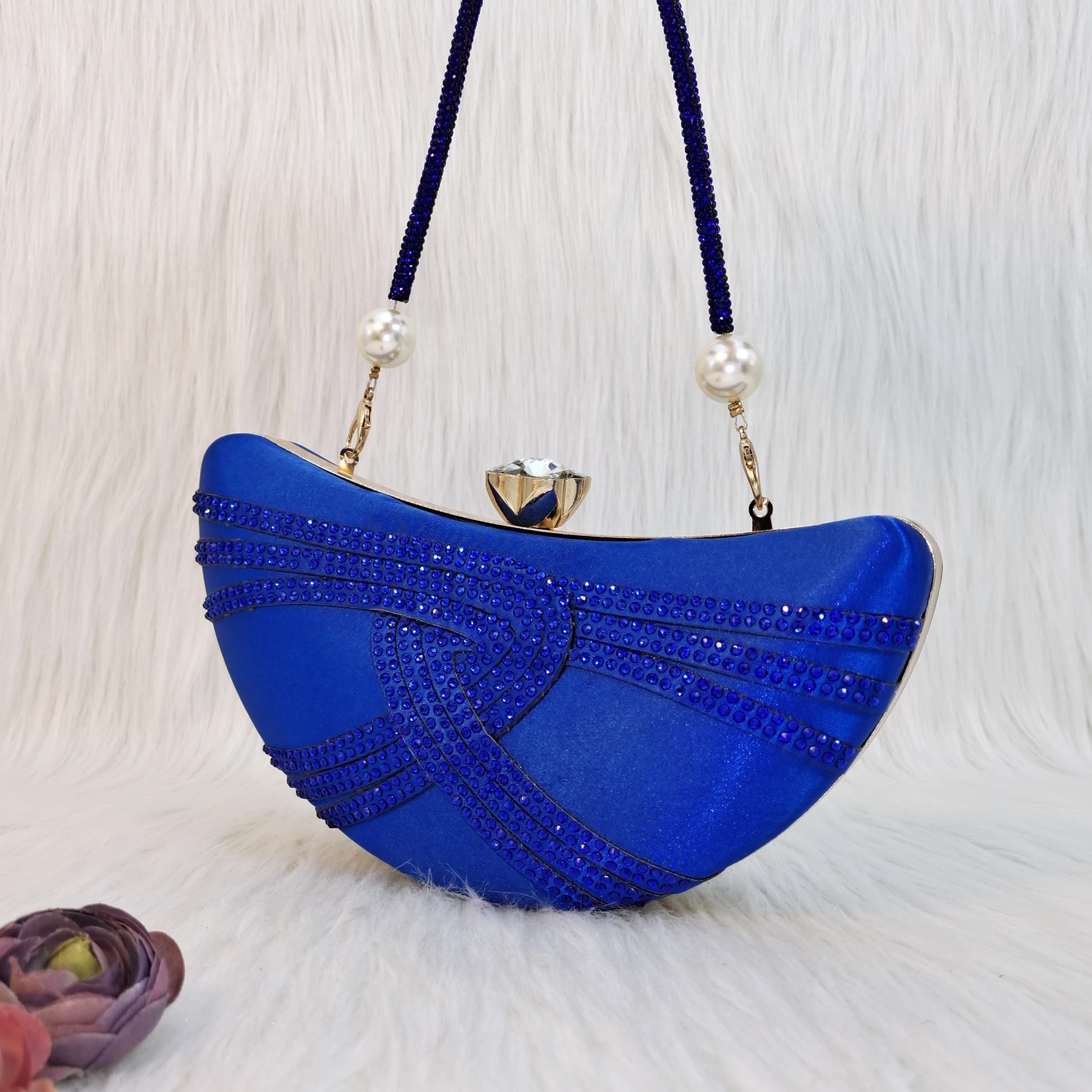 Carol Party Italian Design Blue Unique Moon Women's Bag Nigeria Luxury Brand Fashion Crystal Crossbody Bag Handbag Wallet