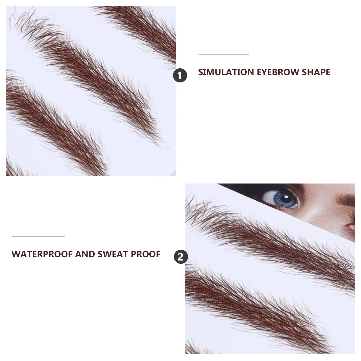 4 Pcs Eyebrow Stickers Makeup Cosmetics Water Transfer Artificial Imitation Tool with Soy Ink Stencils 6D Hair-Like Eyebrows