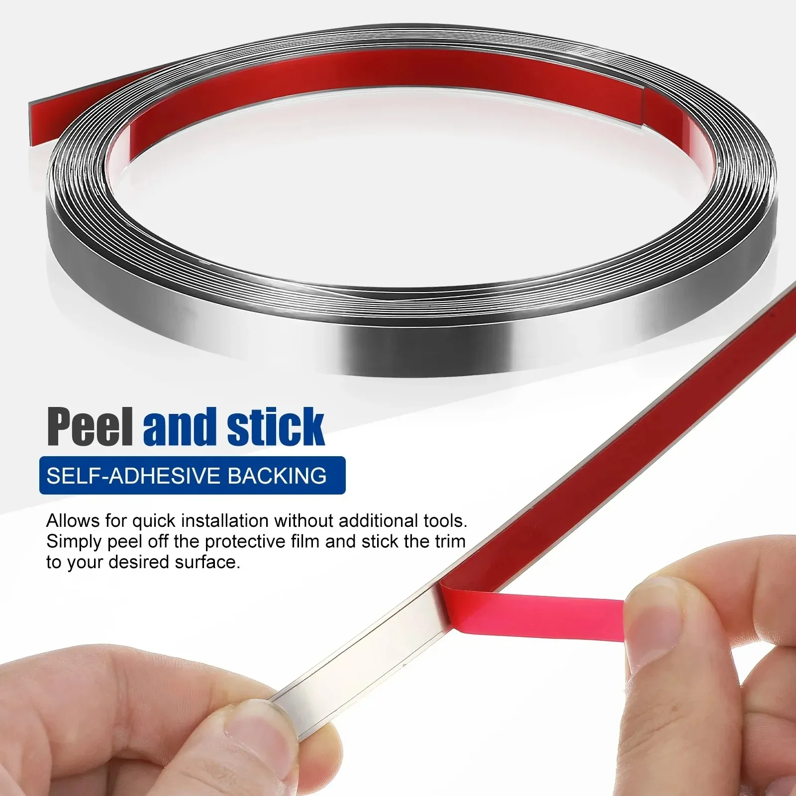 1PC 2.44M/96.06in mirror Stainless steel flat decorative lines wall stickers silver titanium background wall edge strips