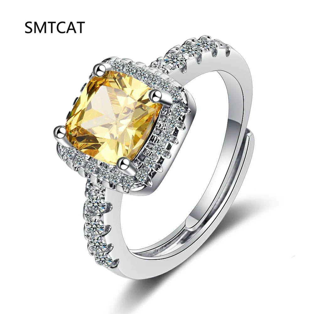 

Квадратное кольцо принцессы огранки из стерлингового серебра 925 пробы с натуральным желтым цитрином для женщин, ювелирные изделия с драгоценными камнями Anillos De Prata, свадебные подарки