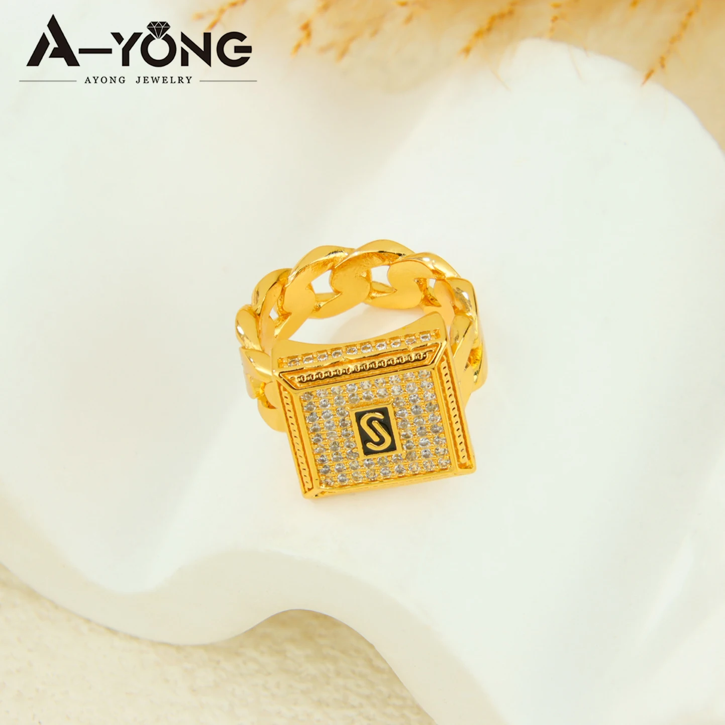 Dubai Mode Zirkonia Schmuckset 21k Vergoldet Monaco Mode Hip-Hop Offene Armreifen Ring Arabische Damen Event Party Schmuckstücke – Detail 9