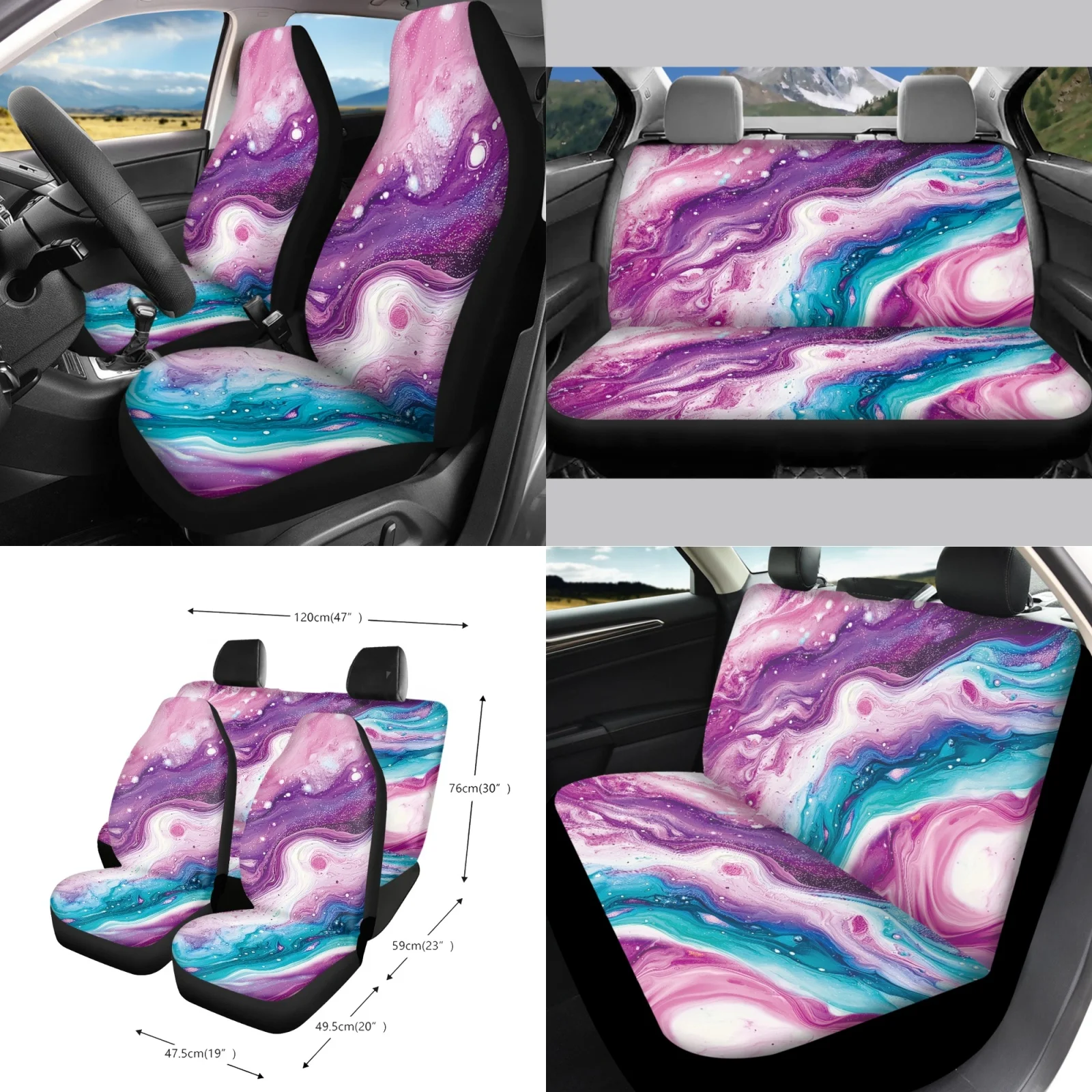 Coloranimal Swirls 15 Pack with Utility Steering Wheel Cover and Car Rear View Mirror Cover for SUV