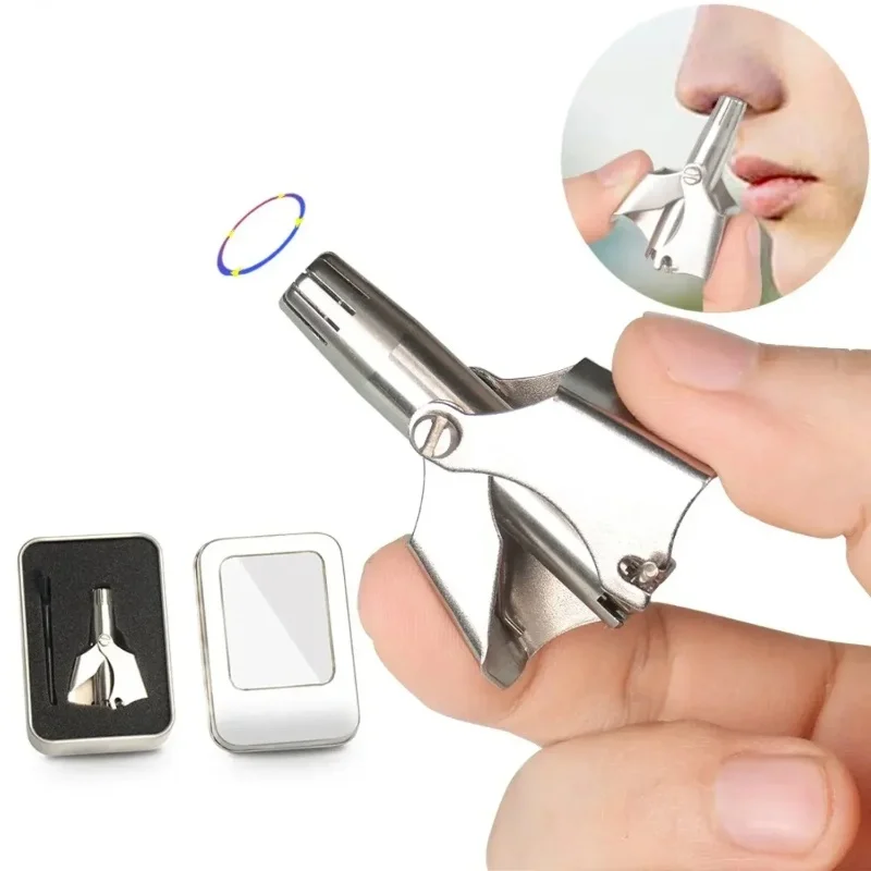 

Men's hand mobile stainless steel nose hair trimmer Manual washable portable hair ear trimmer Nose hair trimmer 1 set