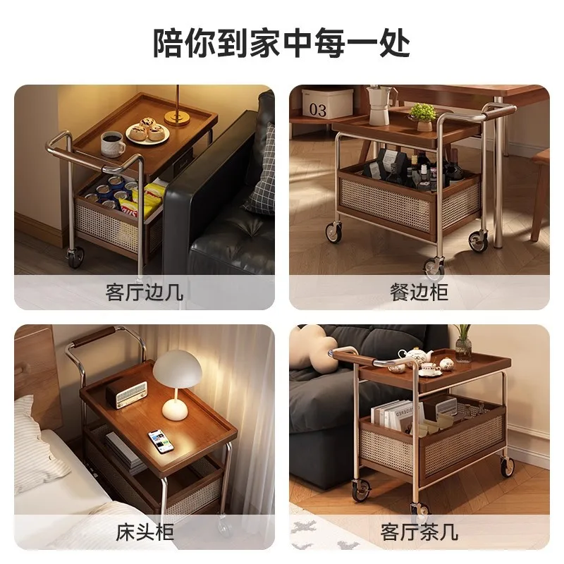 Coffee table living room household rack removable storage trolley sofa side tea cabinet