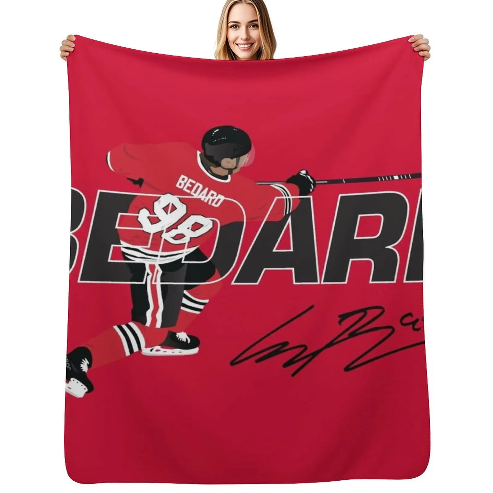 Bedard Pro Player Bold Name and Number Art Throw Blanket All Weather Soft Throw Blanket for Sofa