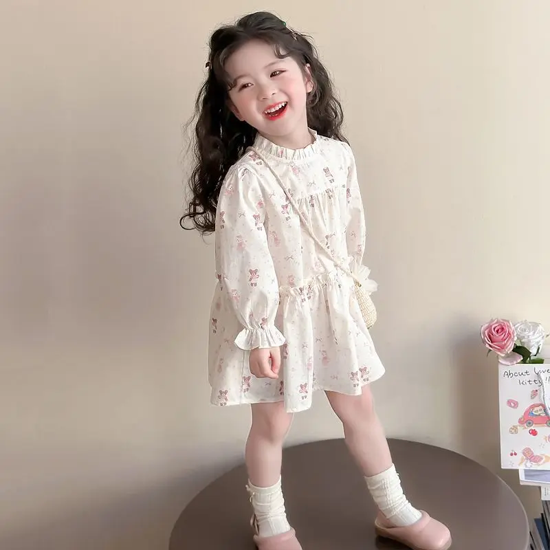 2026 Girls Spring Cotton Shirt Dress Kids Princess Dress Baby Autumn Casual Dress Children Clothing
