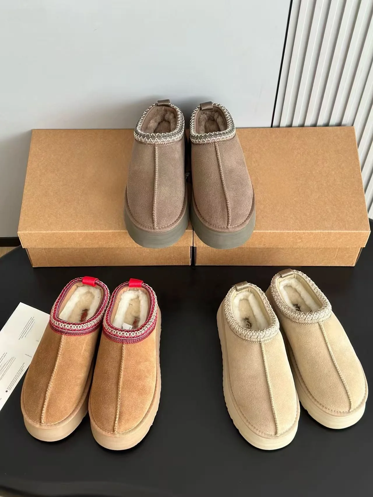 

Women's Winter Warm Thi Bot Woolen oe Fur Boots Slip-On Top Version Autumn Winter Ethnic Knitted Leather Boots