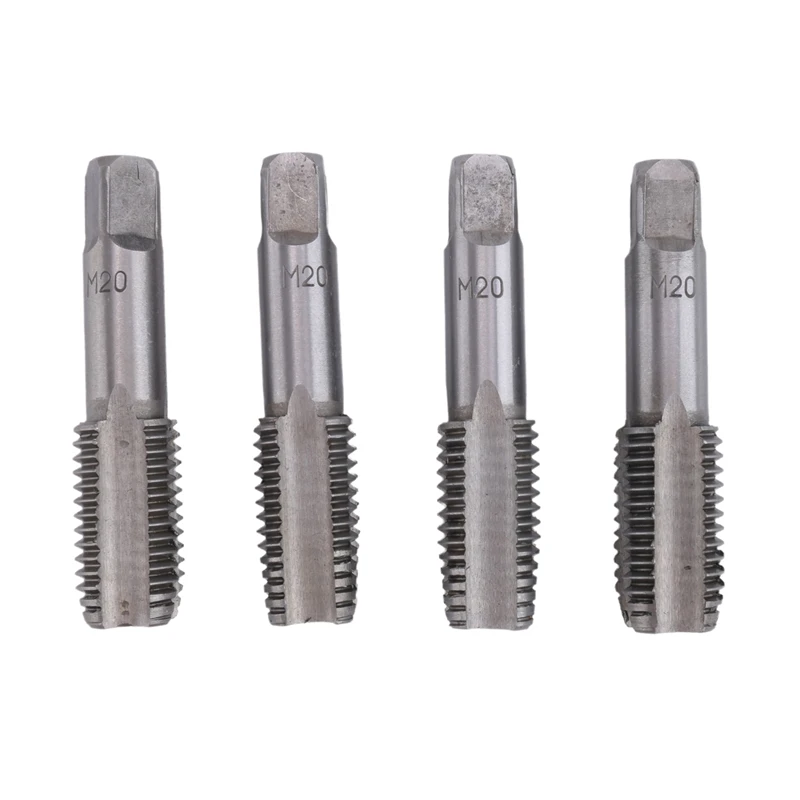 2 Pairs Of Bearing Steel Self-Tapping Drill Bit Hand Tool Thread Metric Taps M20X2.5Mm Durable Silver Gray