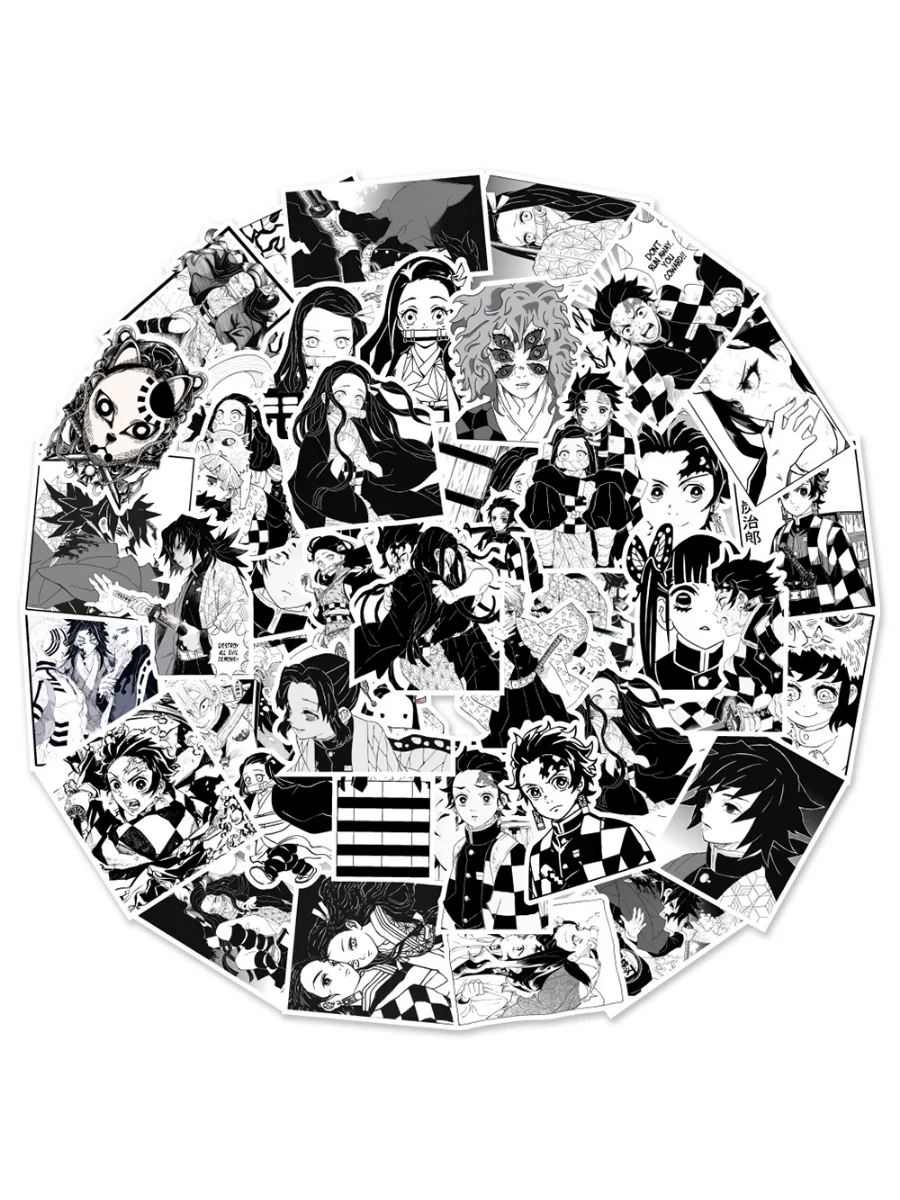 50 szt. Różne naklejki z anime Demon Slayer, wodoodporne, na telefon, kawaii, zestaw naklejek, urocze naklejki na laptopa, estetyczne naklejki.