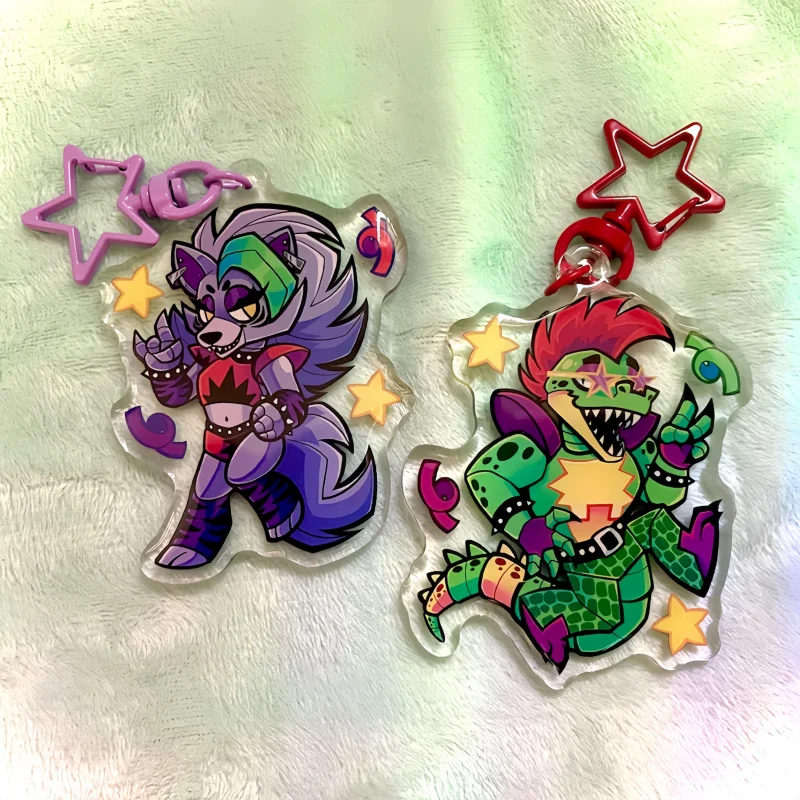 Anime Character FNAF Security Breach | Roxanne Wolf & Monty Gator Acrylic keychain Customize