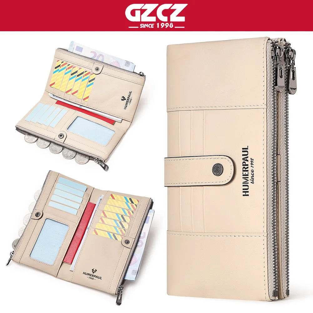 

Genuine Leather Women Wallets Female RFID Long Clutch Card & Photo Holder Wallet Large Capacity Purses With Money Phone Bags