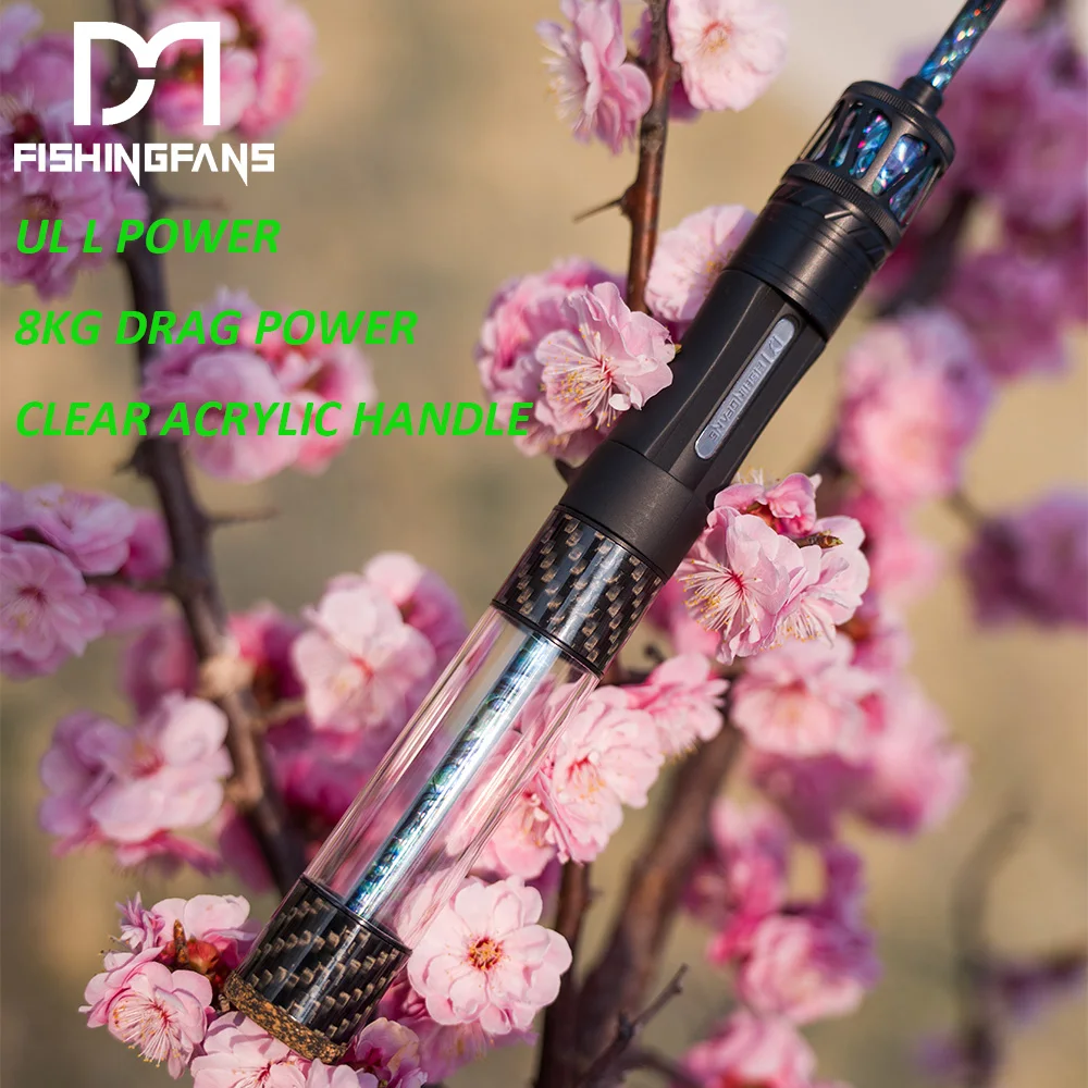FISHINGFANS GREENBEE Clear Acrylic Pmma Handle Carbon Blank UL L Ultralight Light Power 1-8G 2-12g Solid Tip Trout Fishing Rod