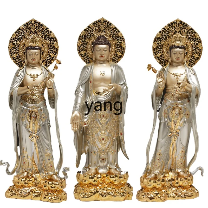 ZL gold and copper Guanyin Bodhisattva is on the rise to the Bodhisattva to worship the Buddha statue ornament