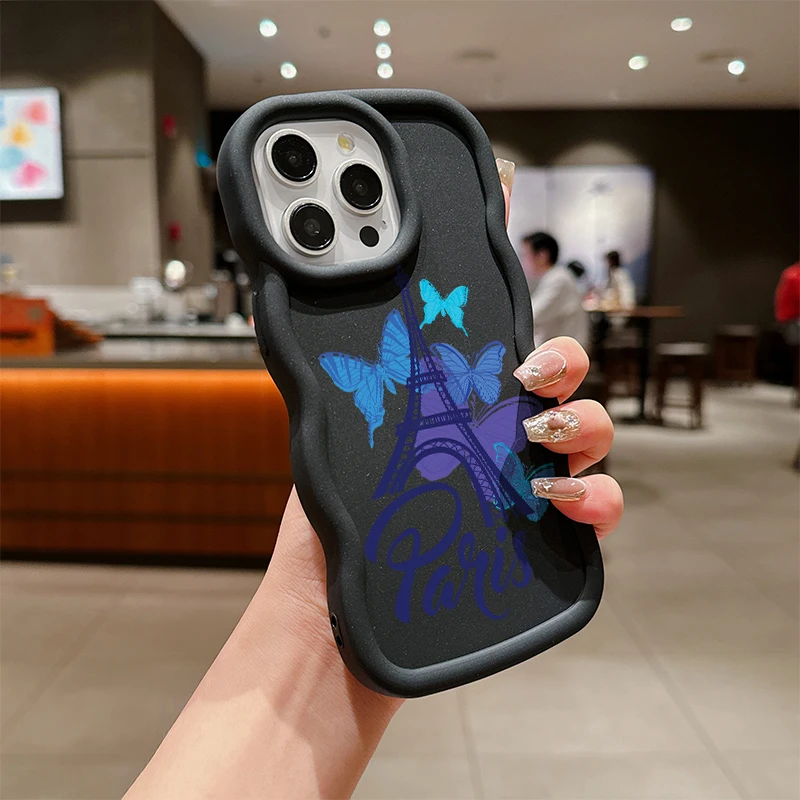 برج ايفل موضة موجة جراب هاتف آيفون X XR XS SE 4 11 12 13 14 15 16 16E 17 AIR PLUS PRO MAX غطاء ناعم