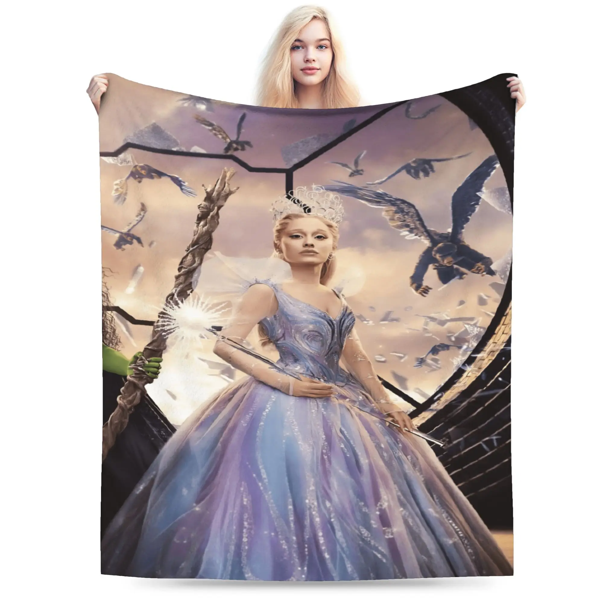 W-Wicked 2 Musical Movie Glinda Elphaba Warm Soft Blanket  Kids Adult Plush Throw Blanket Fluffy Bedspread Sofa Bed Cover