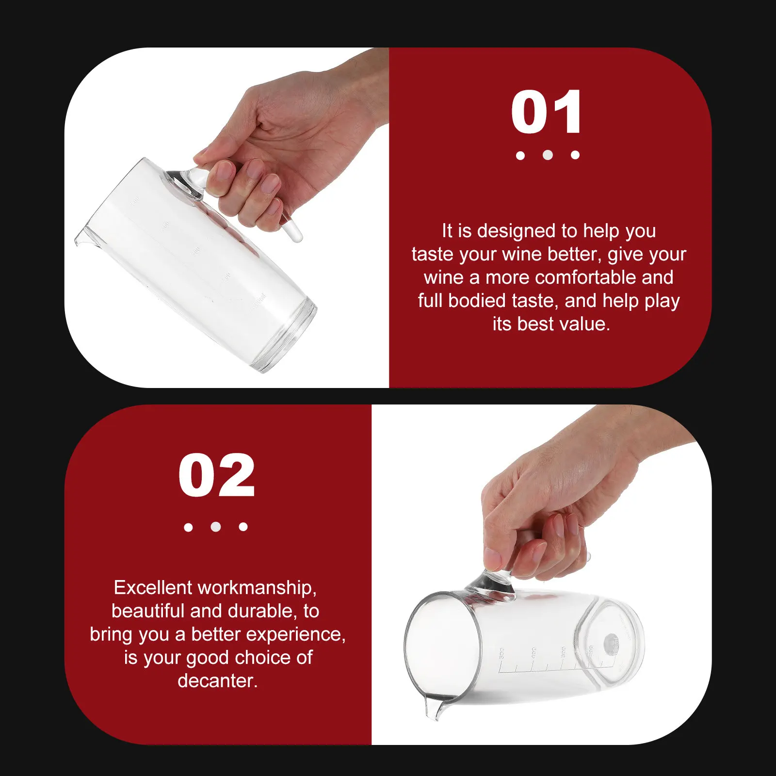 

Прозрачный декантер для вина из безопасного поликарбоната: элегантный, простой дизайн для аэрации красного вина, гладкая текстура, быстрое декантирование