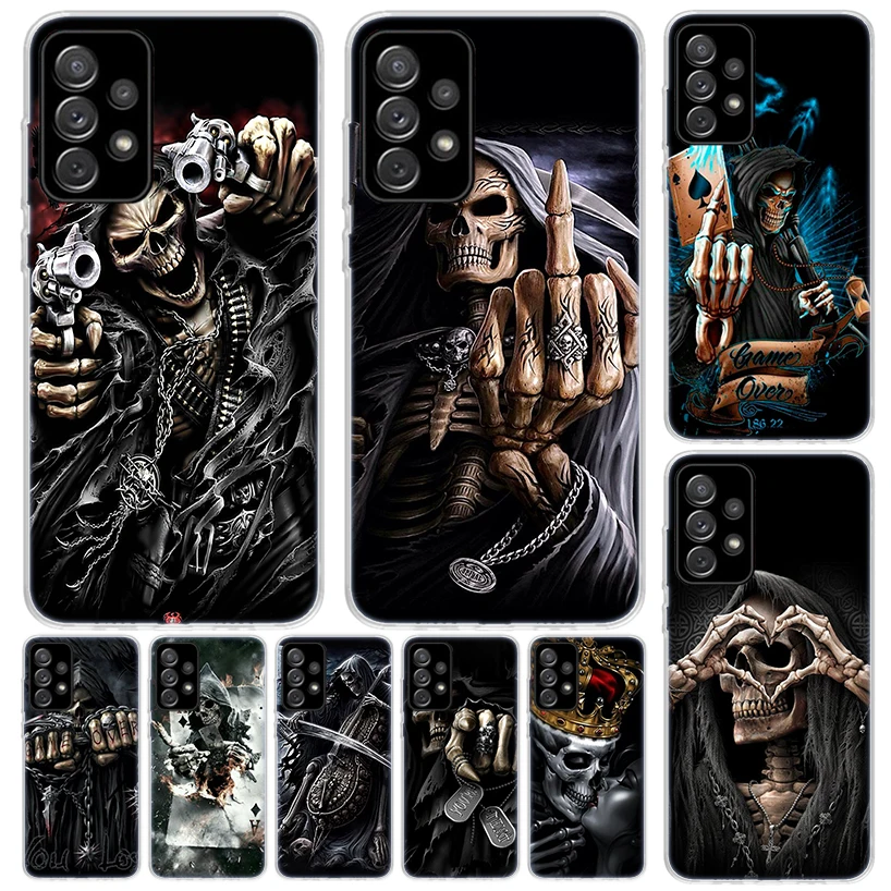 Чехол Grim Reaper Skull Skeleton Cover для Samsung Galaxy A52 A53 A12 A13 A72 A73 Cover For Samsung Galaxy A52 A53 A54 A12 A13 A14