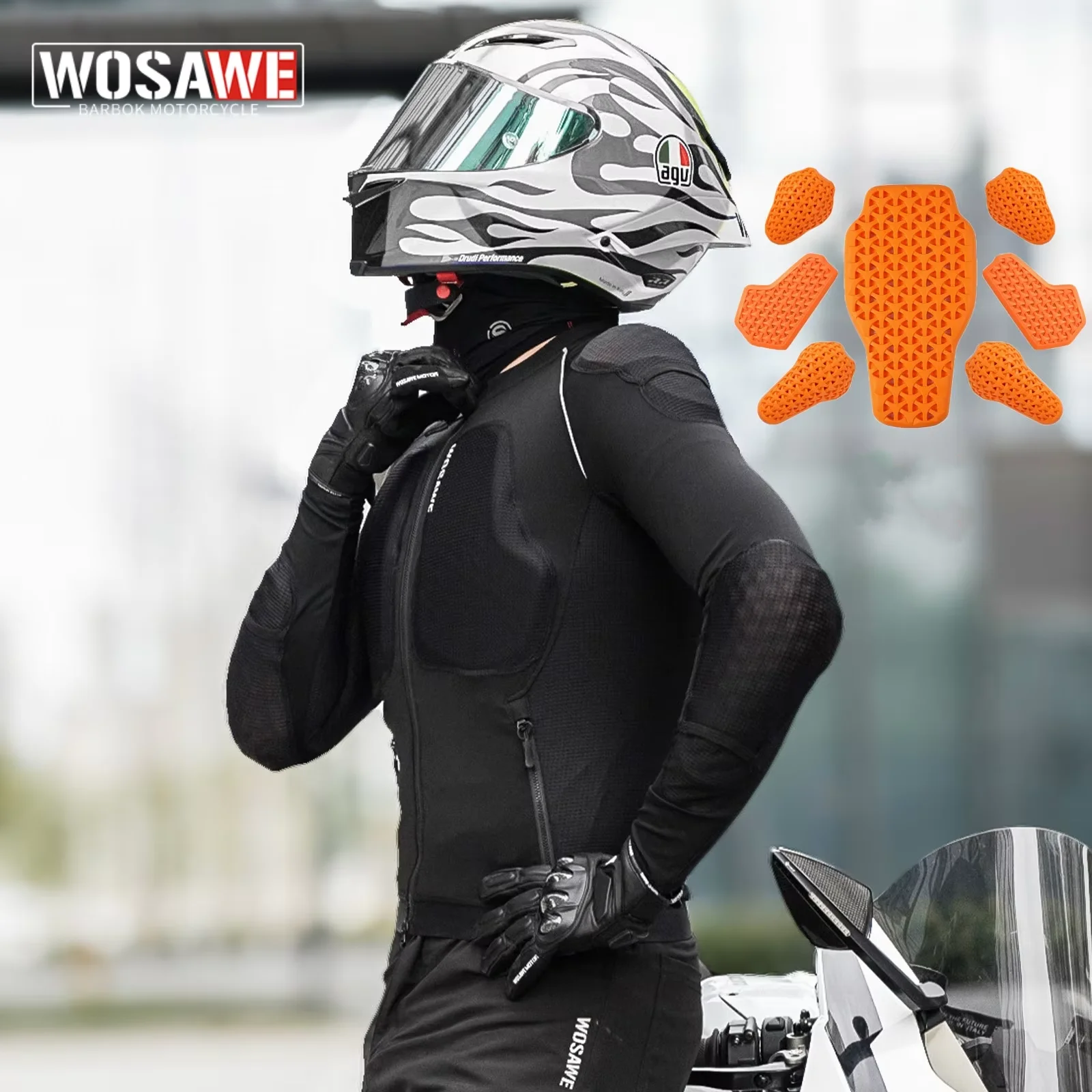 WOSAWE Men Motorcycle Jackets Motorbike Lightweight Soft Motocross Clothing High Elastic Breathable Moto Jacket
