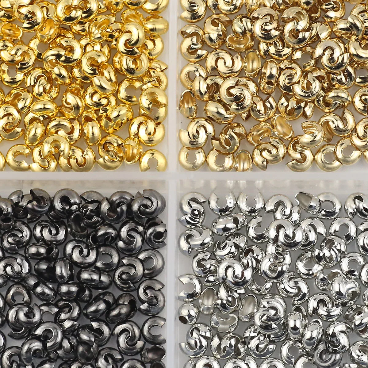 400 unids/lote de botones de luna creciente de Metal de cuatro colores, conjunto suelto para fabricación de joyería DIY, dijes, colgantes, pulseras de cadena, accesorios