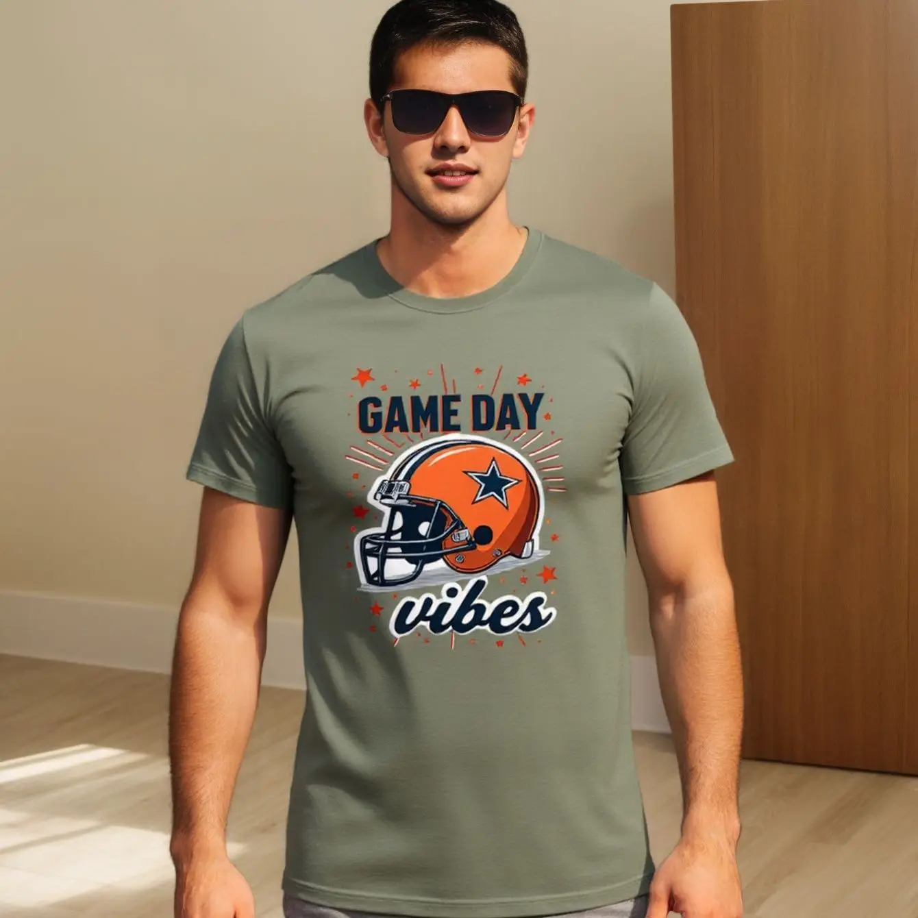 

Summer New Short-sleeved T-shirt Men's Cotton Helmet Printing Trend Round Neck Casual Sports Loose Comfortable Top T-shirt