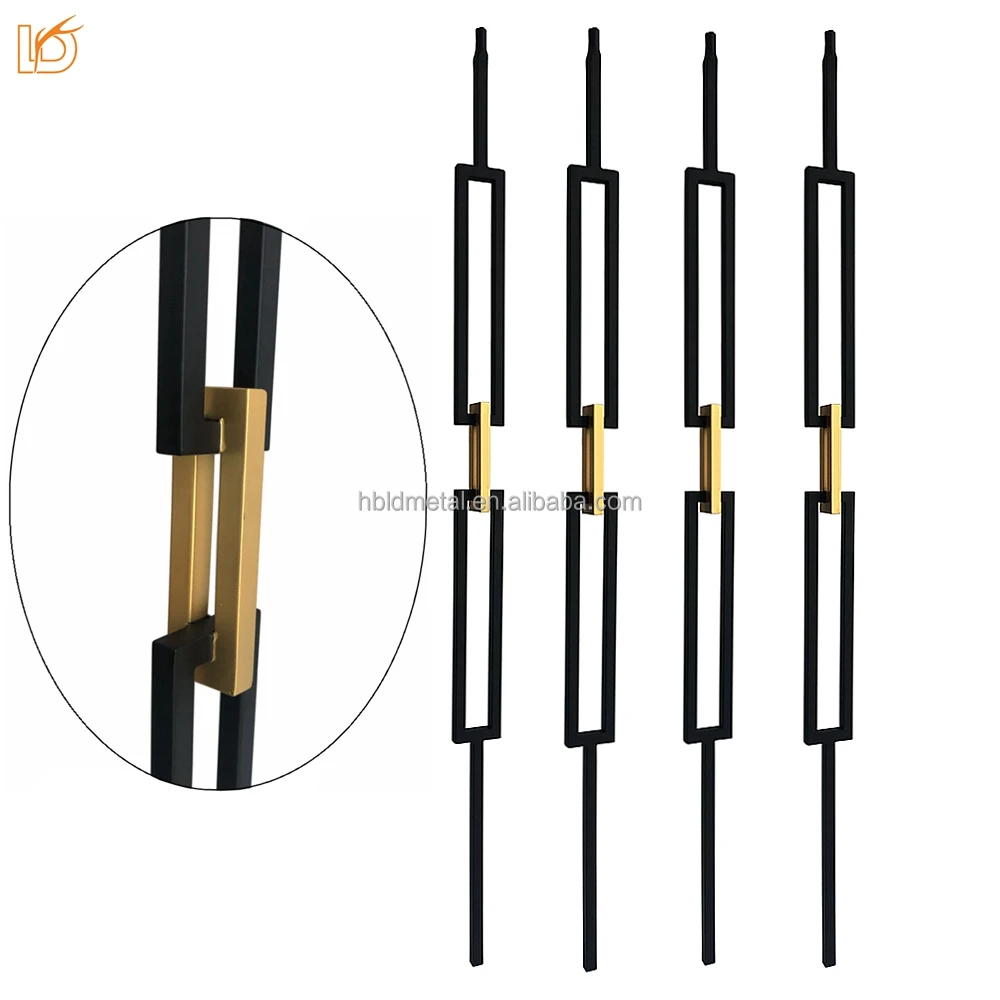 Panel Persegi Panjang Ganda Tipis untuk Interior yang Dapat Disesuaikan dengan Tangga Besi Tempa Rantai Emas dan Tiang Tangga Logam