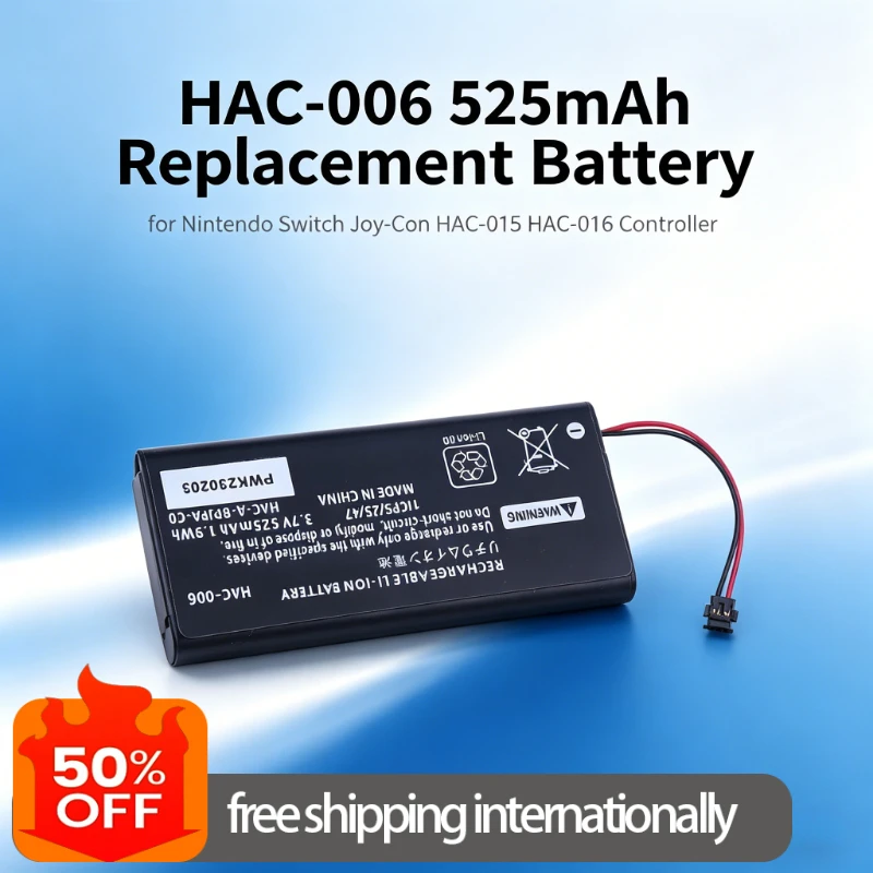 Bateria Substituta HAC-006 525mAh para Controle Nintendo Switch Joy-Con HAC-015 HAC-016