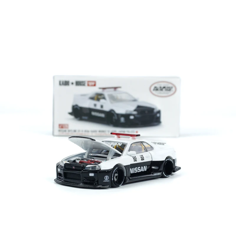 TSM KAIDO HOUSE MINIGT 1/64 KHMG120 Nissan Skyline GTR R34  Japan Police Diecast Model Car Kids Toys Gift