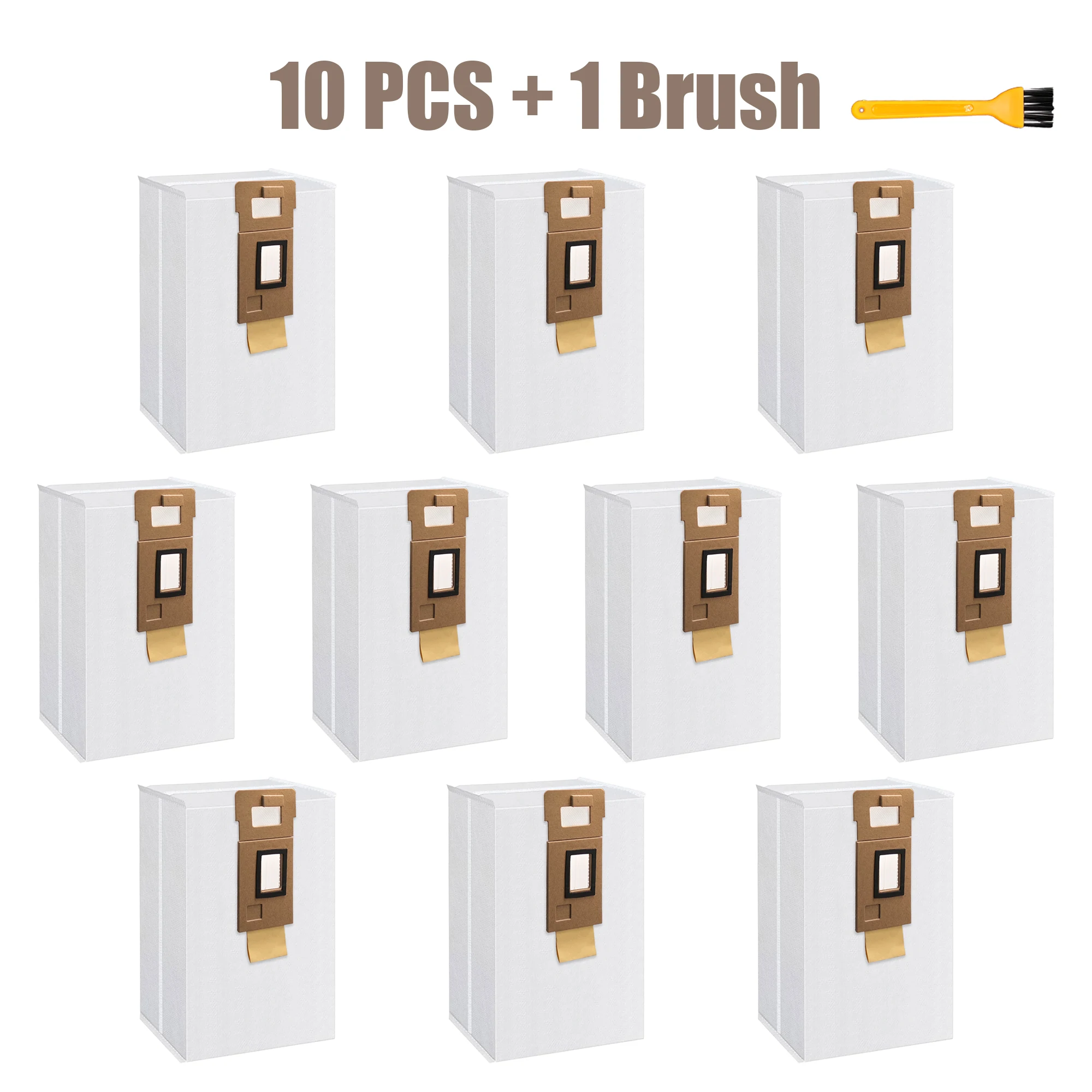 10 Staubbeutel + 1 Bürste für Roborock S7, S7+, T7S Plus, S70, S75, S7 MaxV Plus Staubsauger Auto-Empty Dock K, 3L großer Beutel