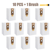 10 Dust Bags + 1 Brush for Roborock S7, S7+, T7S Plus, S70, S75, S7 MaxV Plus Vacuum Cleaner Auto-Empty Dock k, 3L Large  Bag