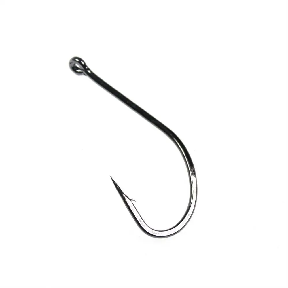 Tackle Carbon Steel Carp Fly Fishing Hook Big Long Shank Barbed Fishing Hooks Flattened Sharped Fishhooks Off-set Fishing Hook