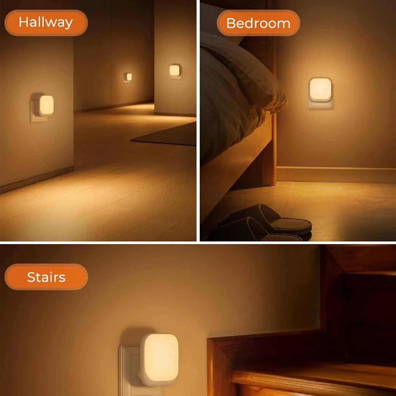 LED Nightlight 3 Brightness Adjustable With Dusk To Dawn Motion Sensor Dimmable Plug In Night Light For Bedroom Bathroom Kitchen