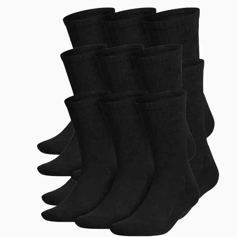 

10 pairs of black mid length socks for both men and women, casual long rubber band solid color socks Medical compression socks