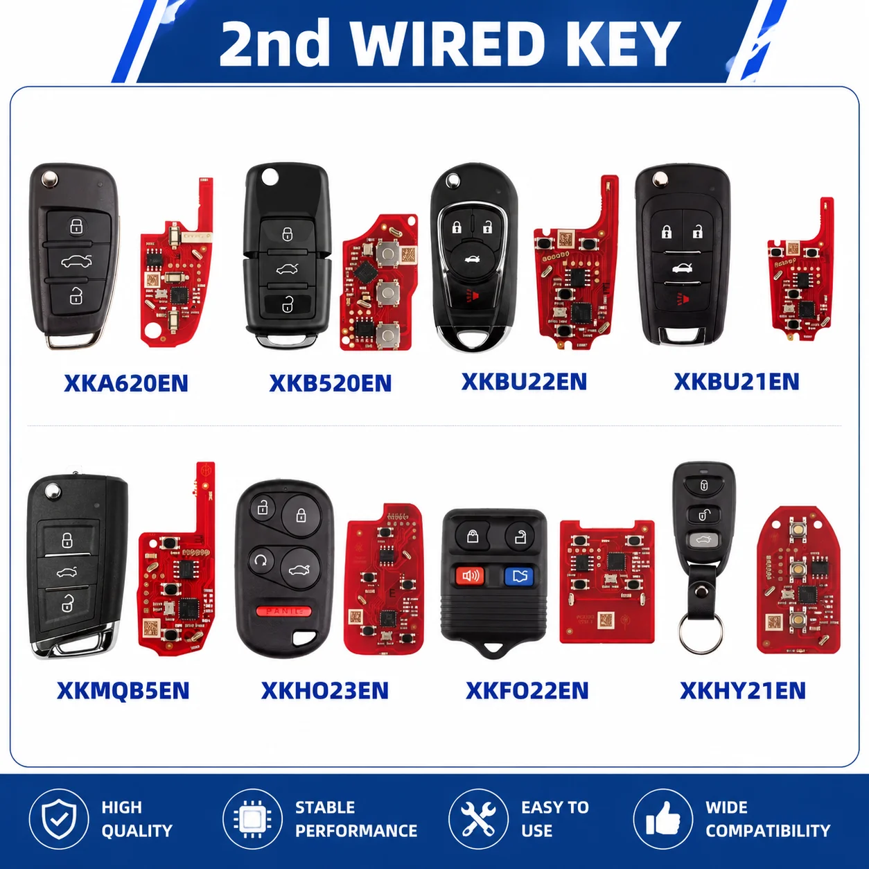 Xhorse 2nd Generation Wired Remote Key XKA620EN XKB520EN XKBU21EN XKBU22EN XKFO22EN XKHO23EN XKHY21EN XKMQB5EN Car Remote Key