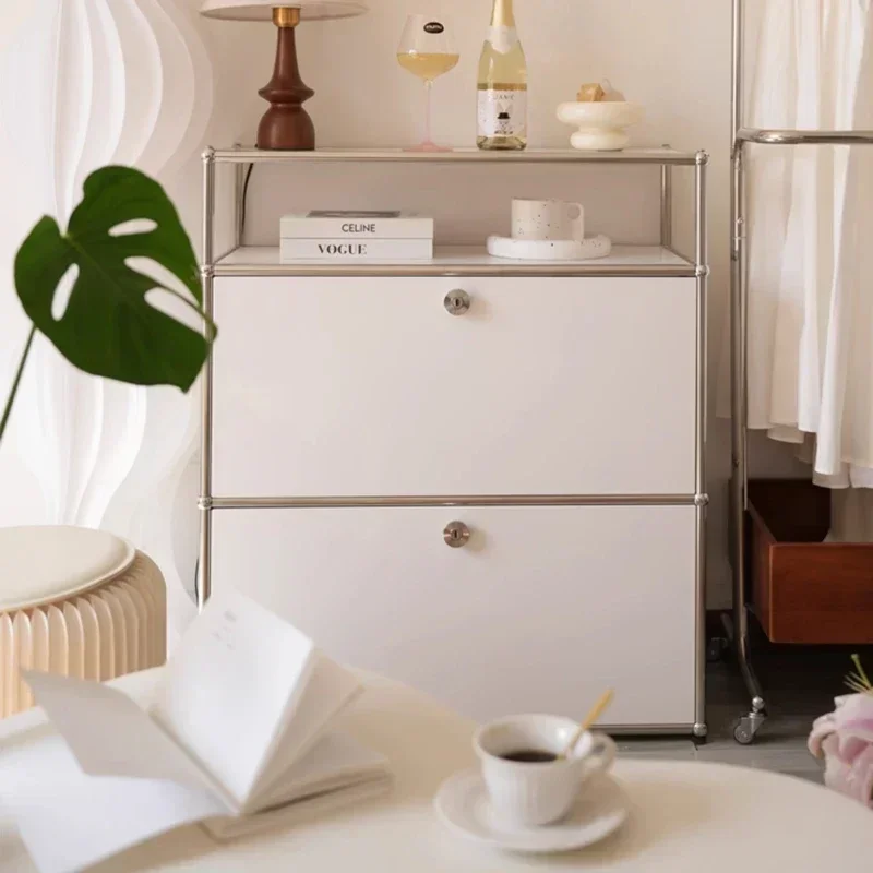 Living Room Cabinets Simple Stainless Steel Multi Layer Storage Dressing Module Storage Locker Dresser Shoe Cabinet Stand Home