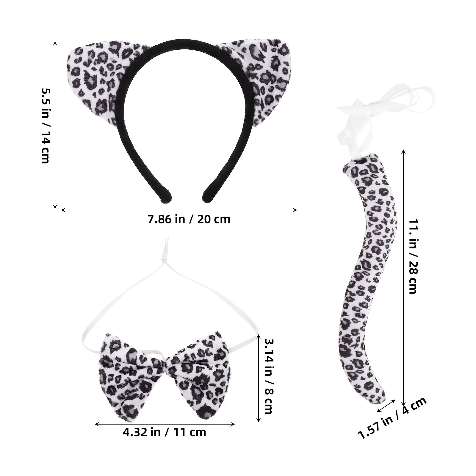 1 Set Leoparden-Kostüm-Set mit Ohren, Stirnband, Schwanz, Fliege, Foto-Requisiten, Party-Deko, Leoparden-Kostüm-Set, Cosplay-Stirnbänder