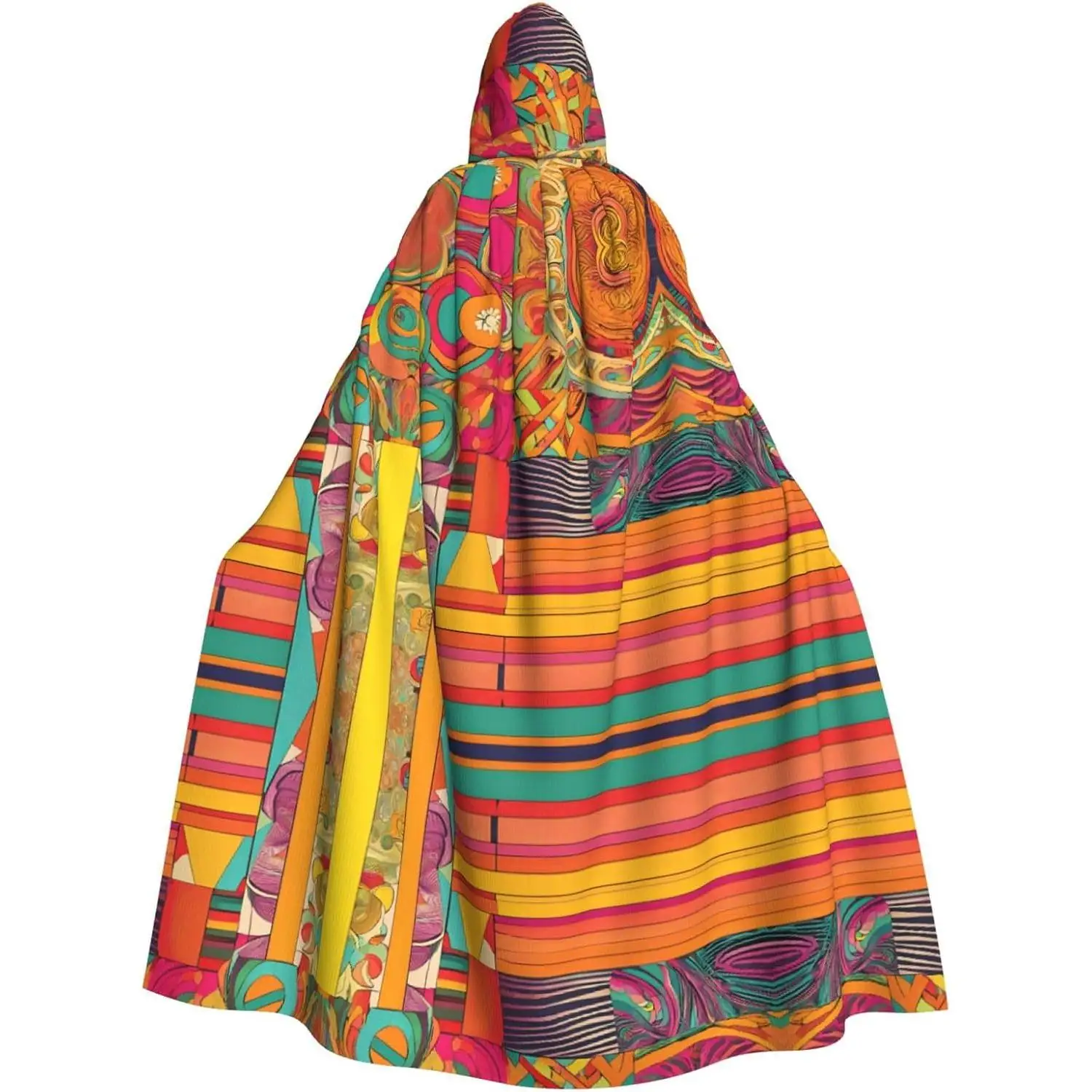 

National Patterns Printed Hooded Cape For Adult Unisex Witch Cape Hooded Cloak for Halloween Parties Christmas Costume